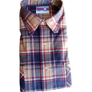 Large Vintage Flannel Shirt 80's American Edition Plaid U.S.A. NEW DS NOS Skater